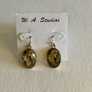 WA Studios Gold Oval Crystal Earrings